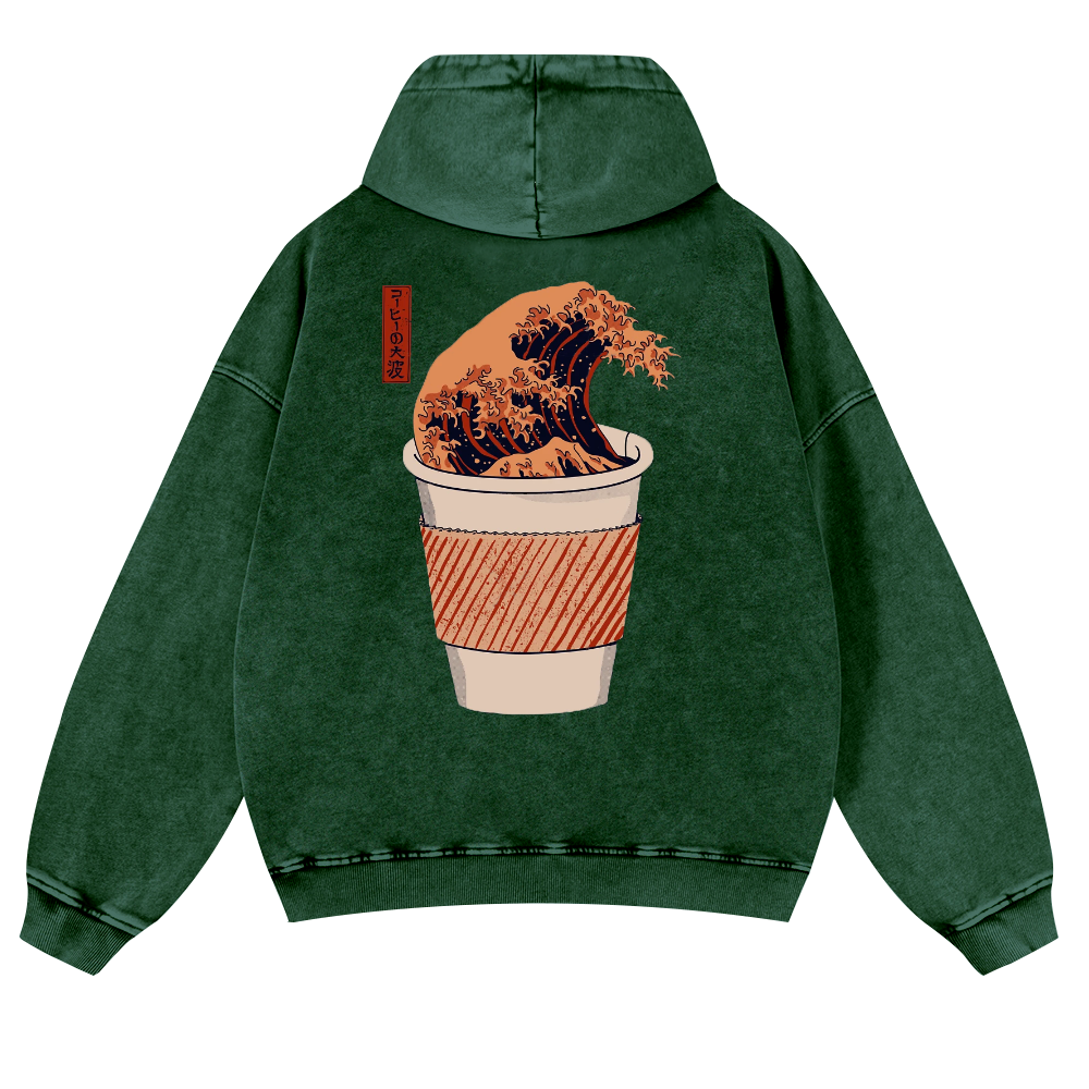 Wave Vintage Washed Cotton Back Art Hoodie