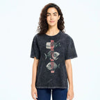 Unisex Vintage Fish Printed Washed Tee