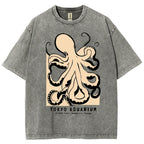 Unisex Octopus Printed Washed Tee