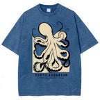 Unisex Octopus Printed Washed Tee