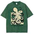 Unisex Octopus Printed Washed Tee