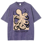 Unisex Octopus Printed Washed Tee