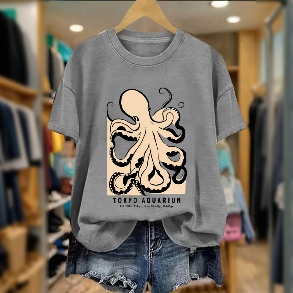 Women's cute octupus printed T-shirt