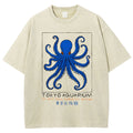 Unisex Tokyo Aquarium Octopus Printed Washed Tee