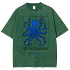 Unisex Tokyo Aquarium Octopus Printed Washed Tee