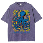 Unisex Tokyo Aquarium Octopus Printed Washed Tee