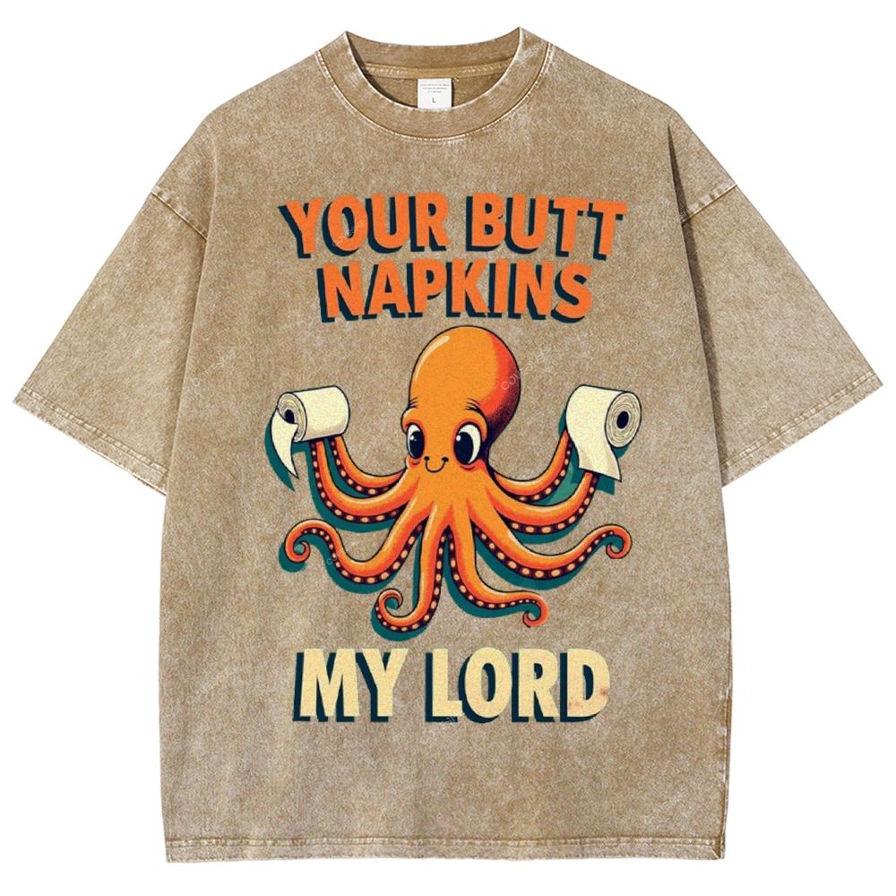 Unisex Octopus Printed Washed Tee