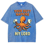 Unisex Octopus Printed Washed Tee