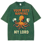 Unisex Octopus Printed Washed Tee