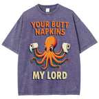 Unisex Octopus Printed Washed Tee