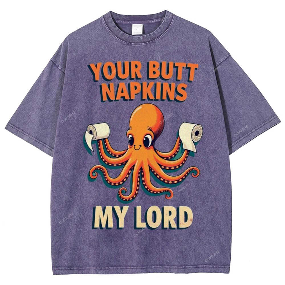 Unisex Octopus Printed Washed Tee