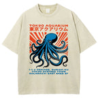 Unisex Tokyo Aquarium Printed Washed Tee