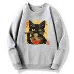 Lamian Noodles and Black Cat Cotton Pullover Sweatshirt