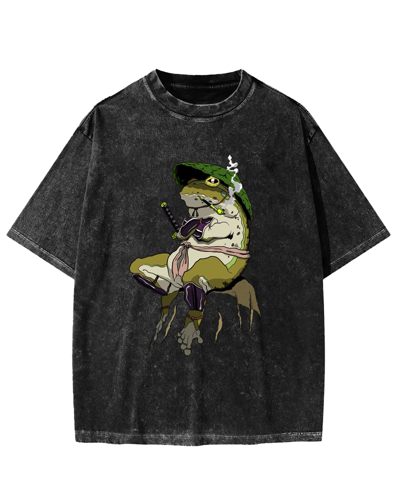 Frog Samurai Vintage Washed T-shirt