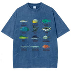 Unisex Ocean Fish Printed Washed Tee