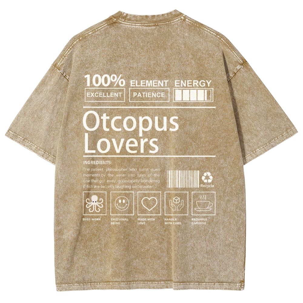 Unisex Octopus Lovers Printed Washed Tee