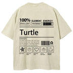 Unisex Turtle Printed Washed Tee