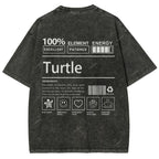 Unisex Turtle Printed Washed Tee