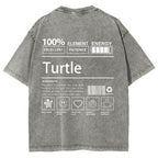 Unisex Turtle Printed Washed Tee