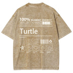 Unisex Turtle Printed Washed Tee