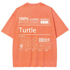 Unisex Turtle Printed Washed Tee