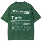 Unisex Turtle Printed Washed Tee