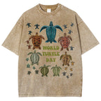 Unisex Turtle Printed Washed Tee