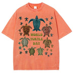 Unisex Turtle Printed Washed Tee