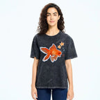 Unisex Goldfish Printed Washed Tee