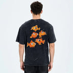 Unisex Art Goldfish Printed Washed Tee
