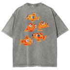 Unisex Art Goldfish Printed Washed Tee