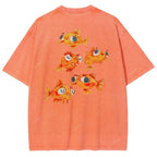 Unisex Art Goldfish Printed Washed Tee