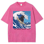 Unisex The Great Wave Printed Washed Tee