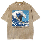 Unisex The Great Wave Printed Washed Tee