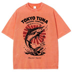 Unisex Fishing Activities Printed Washed Tee