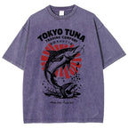 Unisex Fishing Activities Printed Washed Tee