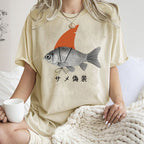 Unisex Fish Disguise Printed Washed Tee