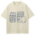 Unisex Sardine Can Printed Washed Tee