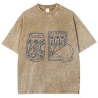 Unisex Sardine Can Printed Washed Tee