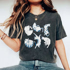 Unisex Cat Printed Washed Tee