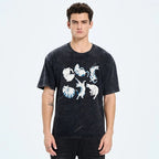 Unisex Cat Printed Washed Tee