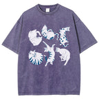 Unisex Cat Printed Washed Tee