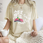 Unisex Japanese Sushi Printed Washed Tee