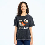Unisex Japanese Sushi Printed Washed Tee