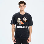 Unisex Japanese Sushi Printed Washed Tee