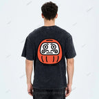 Unisex Japanese Dharma Printed Washed Tee