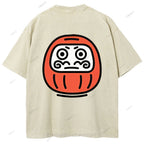 Unisex Japanese Dharma Printed Washed Tee