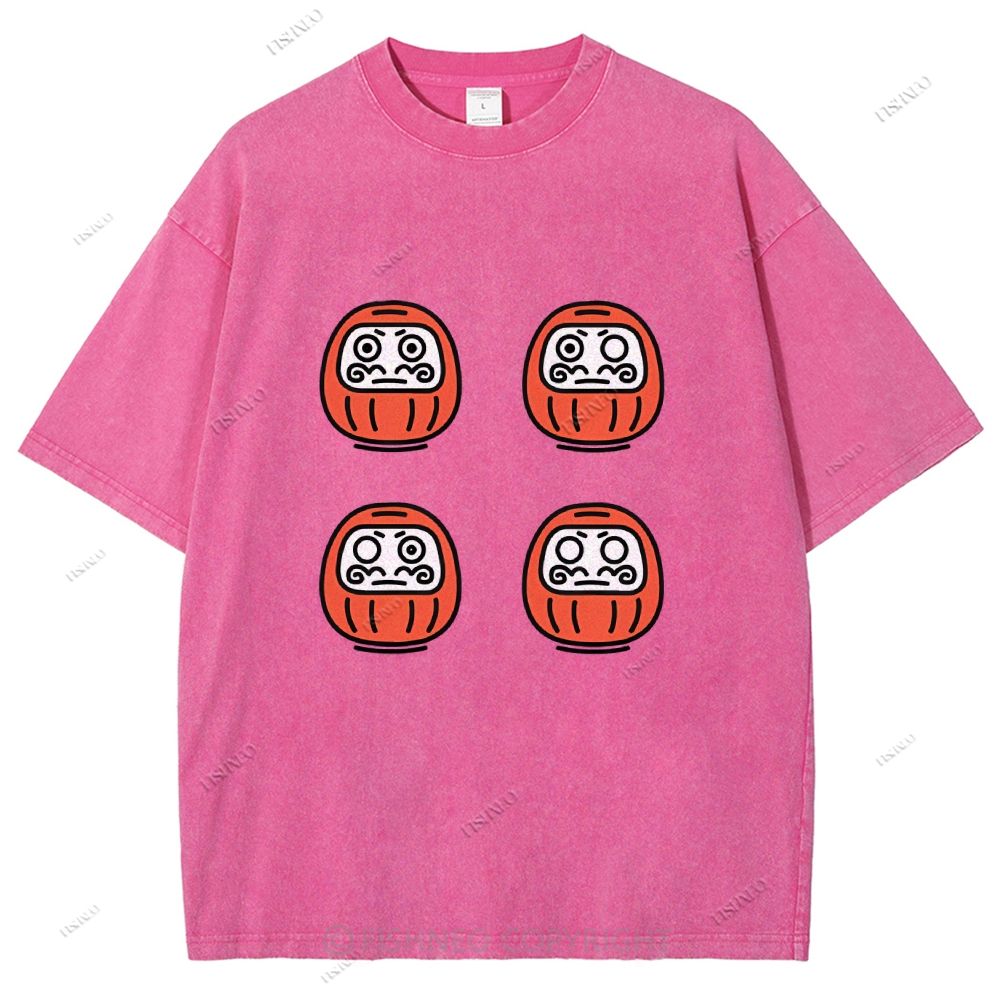 Unisex Japanese Dharma Printed Washed Tee