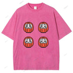 Unisex Japanese Dharma Printed Washed Tee