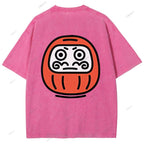 Unisex Japanese Dharma Printed Washed Tee